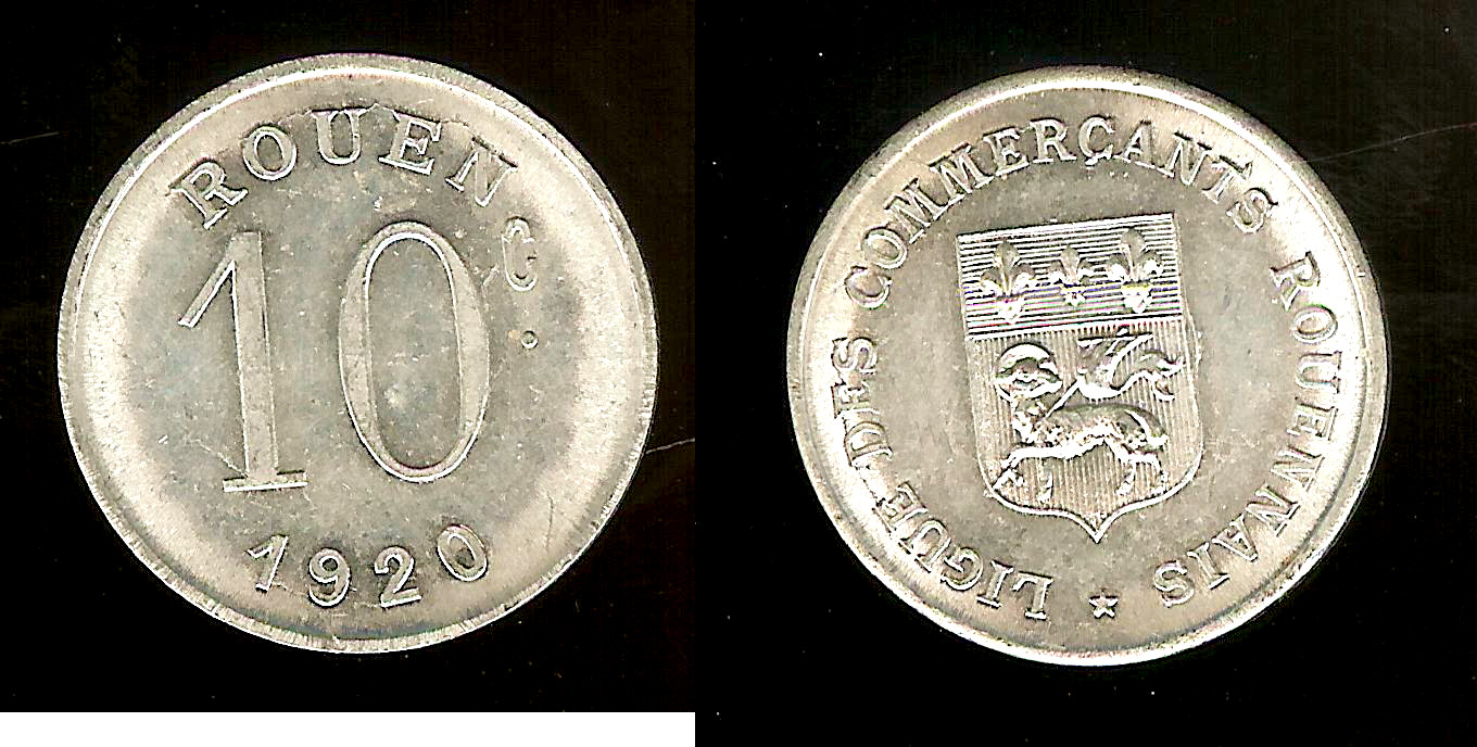 Rouen Commercial League 10 centimes 1920 FDC